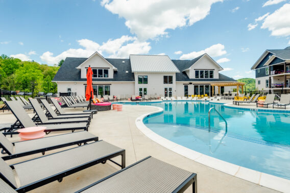 Lounge chairs by the pool