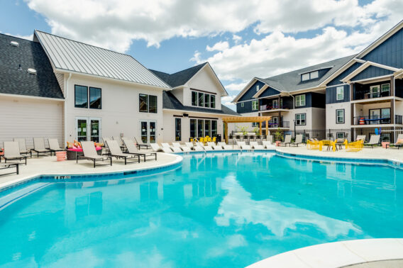 Lounge chairs by the pool